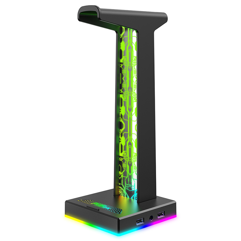 Headset Stand - ขาตั้งหูฟังเกมมิ่ง RGB พร้อมพอร์ต USB คู่ พอร์ตเสียง