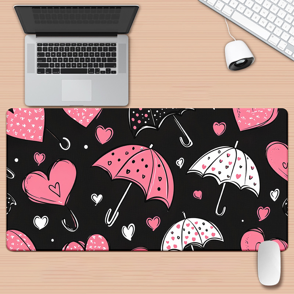 Pc Gaming Umbrella - แผ่นรองเมาส์ลายร่มหัวใจขนาด XXL แบบขยายใหญ่ ทนทาน ผลิตจากยาง เหมาะสำหรับเล่นเกมส์