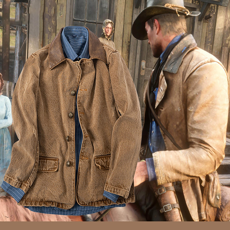 Pc Gaming Prebuilt - RDR2 Arthur Morgan คอสเพลย์เสื้อ - เสื้อแจ็คเก็ตแขนยาวลายละเอียดสูงเย็บผ้าฝ้ายคอสเพลย์