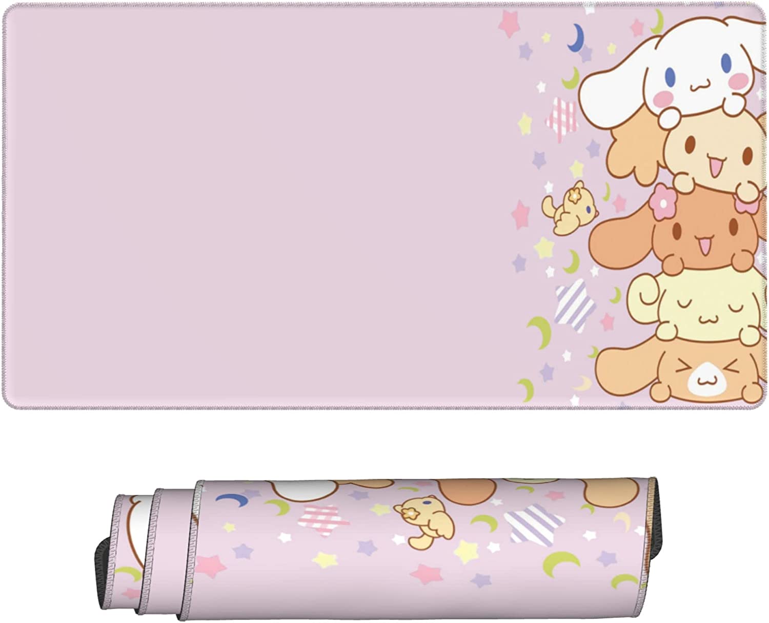 Gaming Desk Mat - Kawaii น่ารักสุนัขเมาส์แผ่นความแปลกใหม่อะนิเมะขนาดใหญ่สีชมพูแป้นพิมพ์ลื่น Extended Extended แผ่นรองปูโต๊ะกันน้ำ XXL