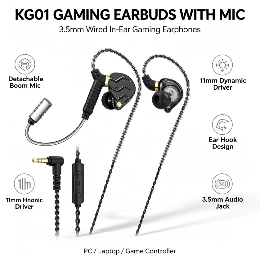 หูฟังพร้อมไมโครโฟนแบบมีสายสำหร - Pc Gaming Earphones บทวิจารณ์และราคา