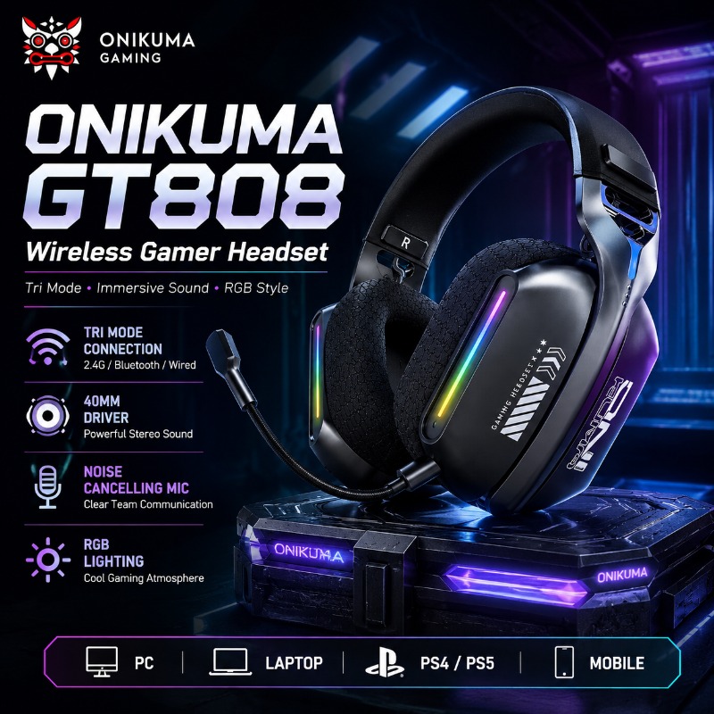 หูฟังเกมมิ่งไร้สาย ONIKUMA GT8 - Pc Gaming Earphones บทวิจารณ์และราคา
