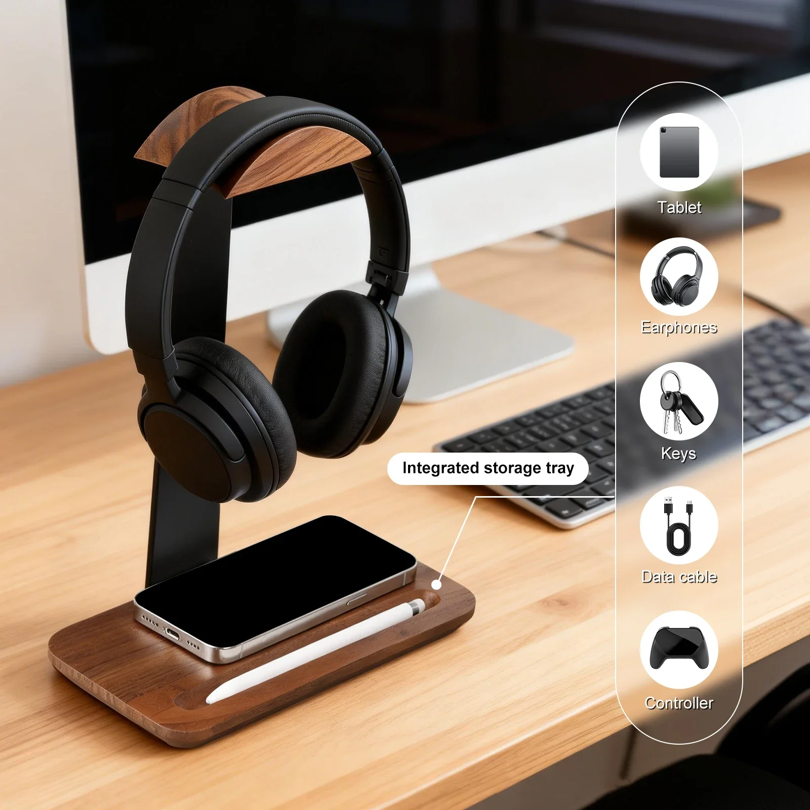 ขาตั้งหูฟังไม้เอนกประสงค์พร้อม - Headset Stand บทวิจารณ์และราคา