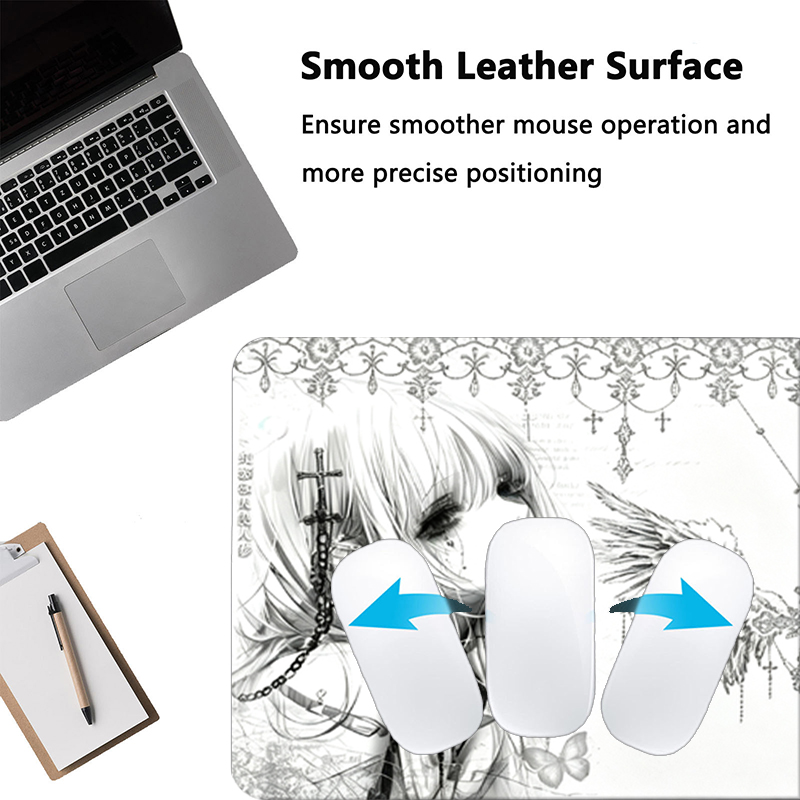 แผ่นรองเมาส์หนังสีดำสีขาวอะนิเ - Gaming Desk Mat บทวิจารณ์และราคา